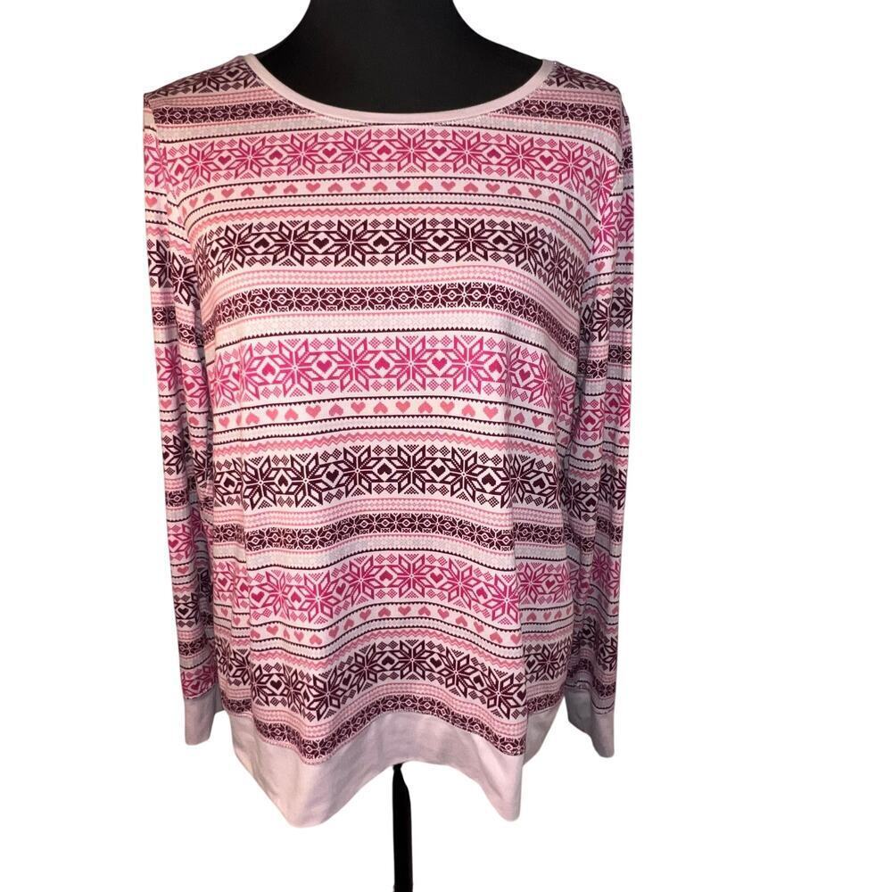 Secret Treasures women’s Size M Fare isle long sleeve crew neck‎ metallic PJ Top
